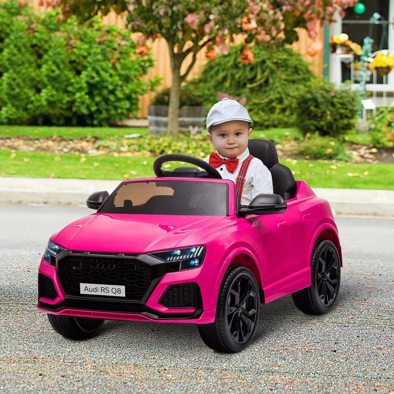 HOMCOM Compatible 6V Battery-powered Kids Electric Ride On Car Audi RS Q8 Toy with Parental Remote Control Music Lights USB MP3 Bluetooth Pink