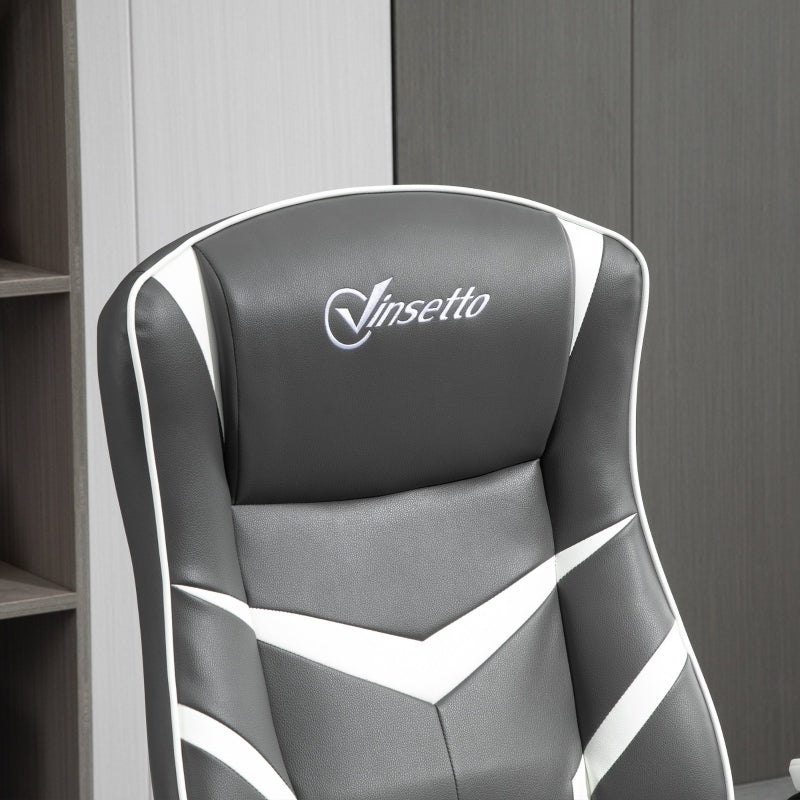 Vinsetto Video Best Gaming Chair Computer Chair, Playseat with Adjustable Height, Swivel Base, Desk Chair, PVC Leather Swivel Chair, Grey