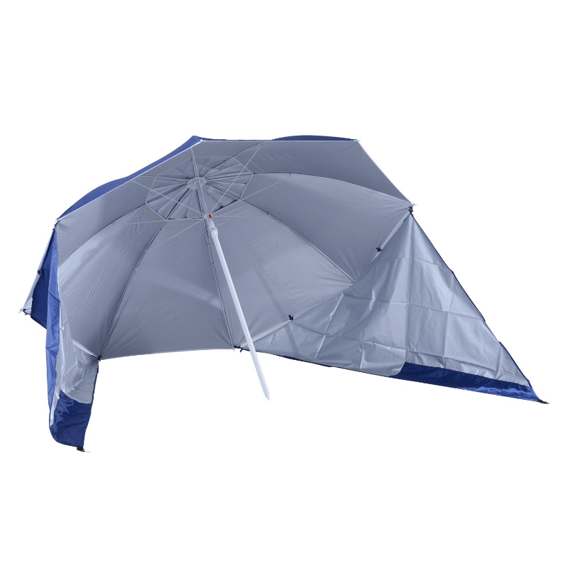 Outsunny 2m Beach Sport Umbrella Parasol-Coated Blue Polyester/Steel