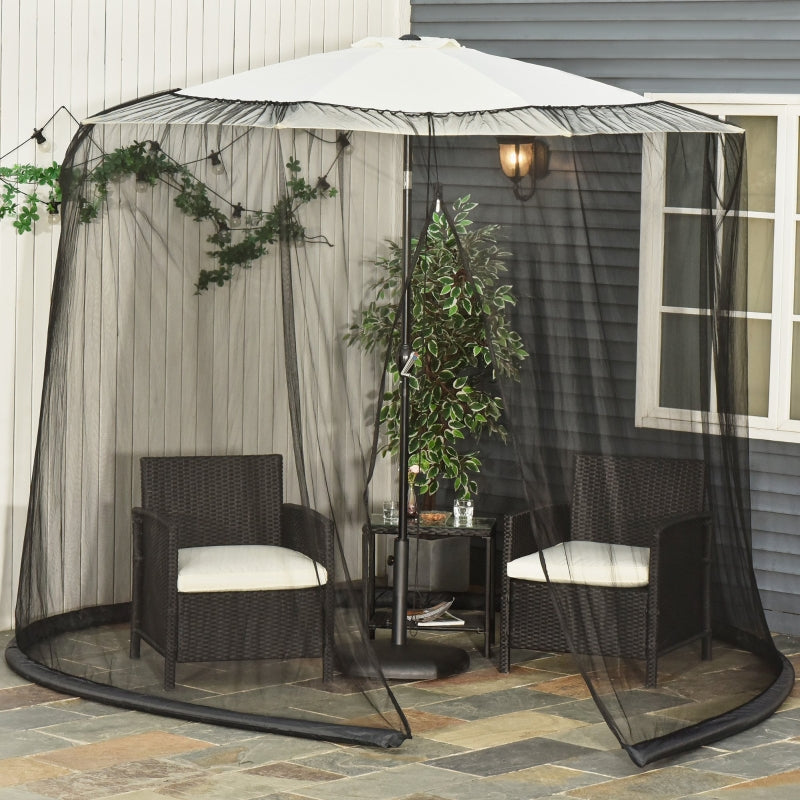 Outsunny 2.3m Umbrella Table Screen Outdoor Patio Cover Mosquito Insect Net Zipped Door