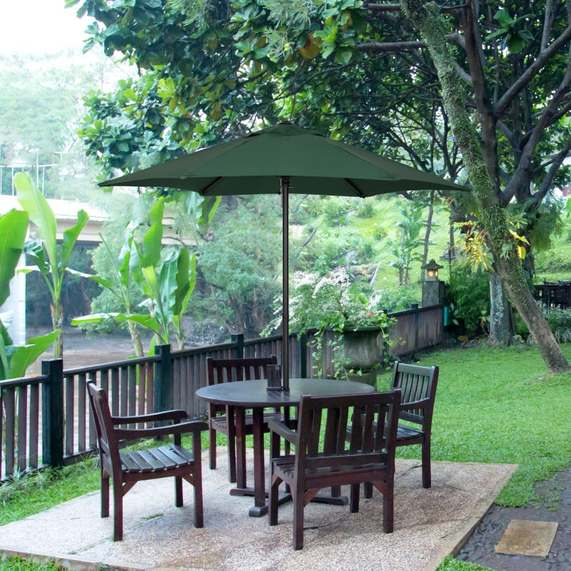 Outsunny 2m Patio Parasols Umbrellas, Outdoor Sun Shade with 6 Sturdy Ribs for Balcony, Bench, Garden, Green