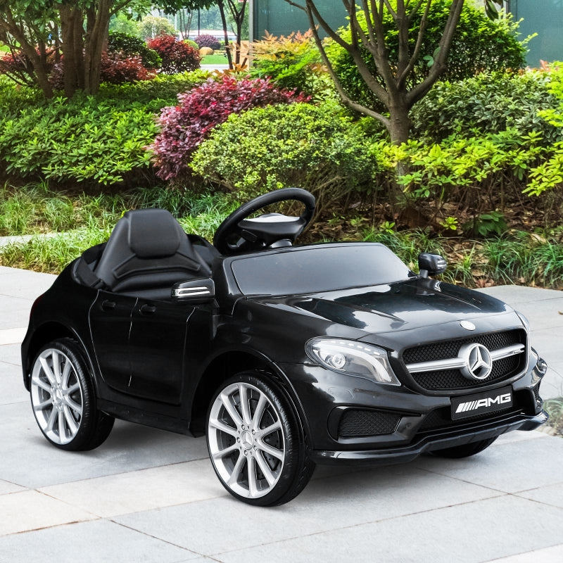 HOMCOM Compatible Kids Children Ride On Car Mercedes Benz GLA Licensed 6V Battery Rechargeable Headlight Music Remote Control  High/Low Speed Toy Black