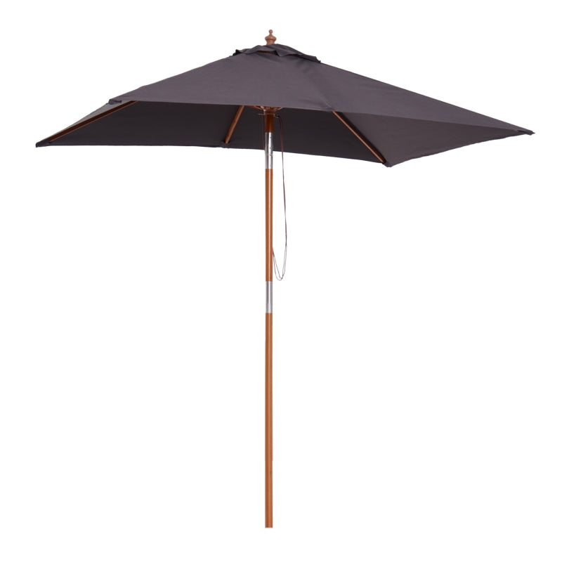 Outsunny 2m x 1.5m Tilt Mechanism Bamboo Wooden Frame Parasol Deep Grey