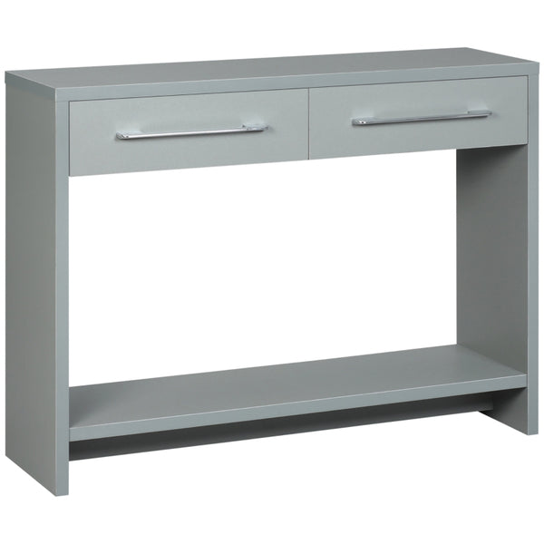 HOMCOM Console Table with Shelf and  Drawer, Contemporary Hallway Table for Living Room, Entryway, Grey