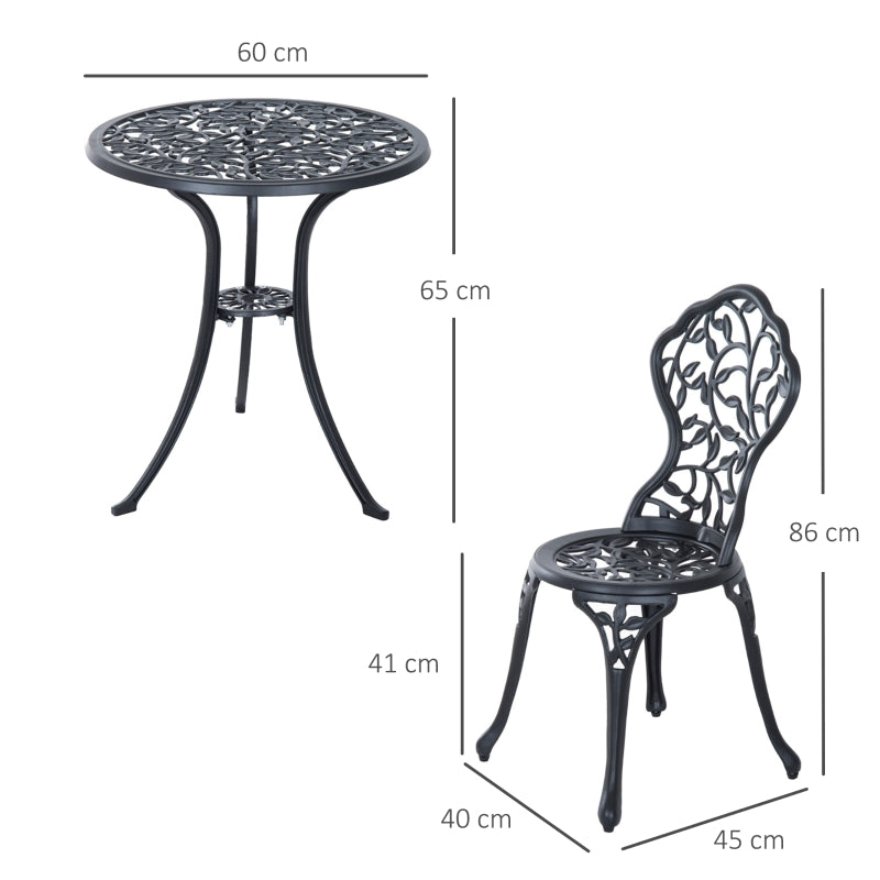 Outsunny 3 Pcs Cast Aluminum Bistro Set Garden Furniture Dining Table Chairs Antique Outdoor Seat Patio Seater