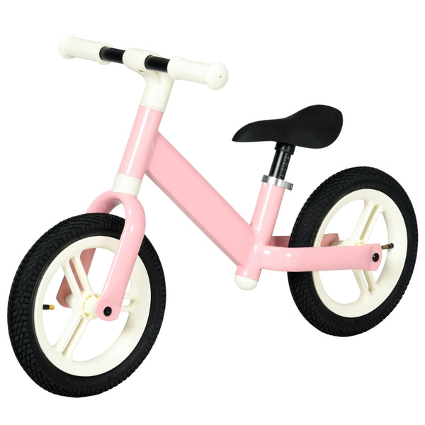 AIYAPLAY 12" Kids Balance Bike, No Pedal Training Bike for Children with Adjustable Seat, 360° Rotation Handlebars - Pink