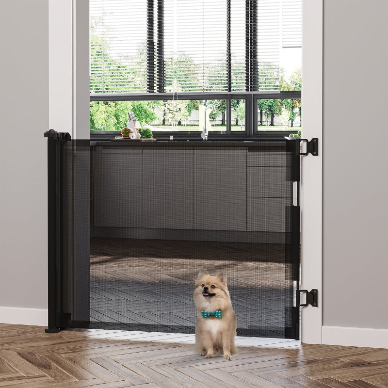 PawHut Foldable Pet Gate, for Stairs, Doorways, Corridors - Black