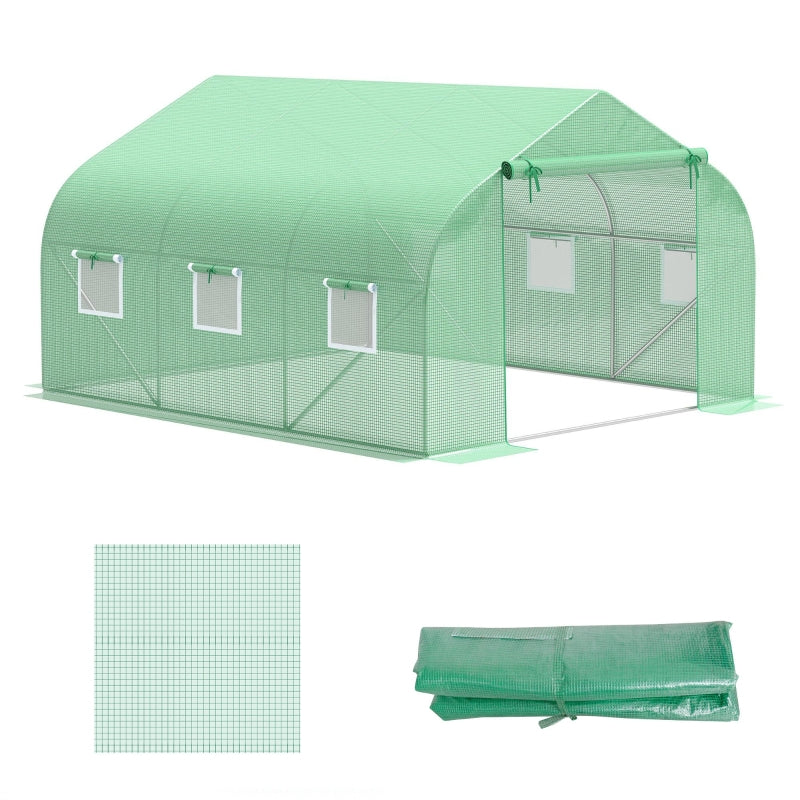 Outsunny Walk In Greenhouse Cover Replacement Plant Growhouse PE Cover 4.5x3x2m Green