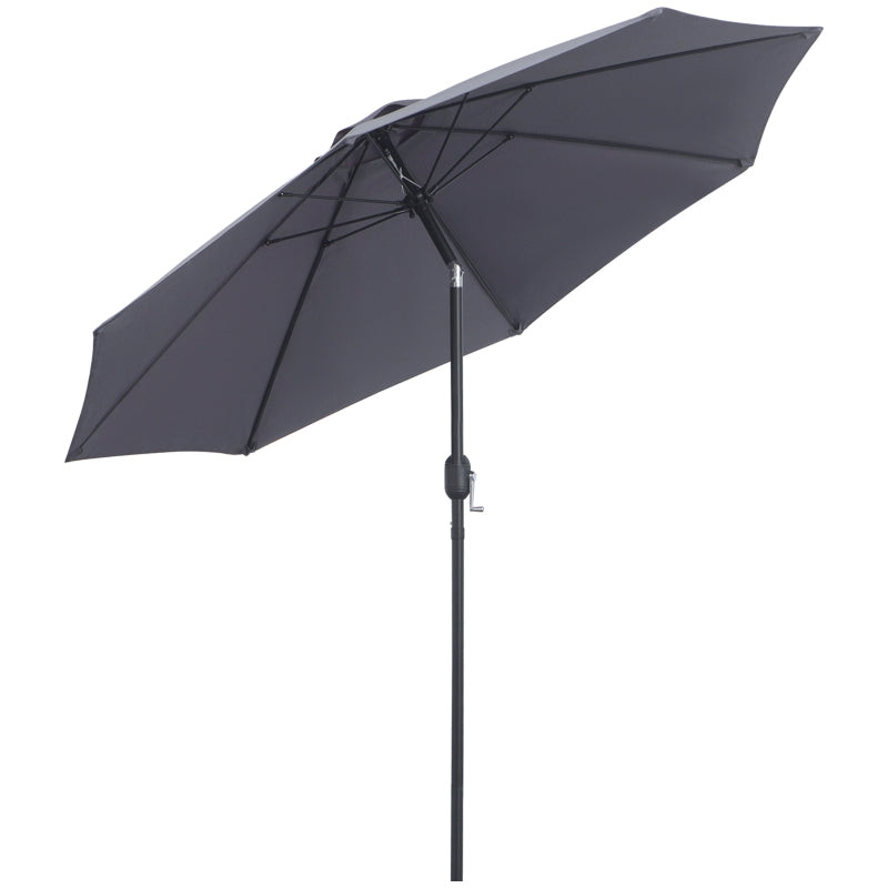 Outsunny 2.7M Garden Parasol, Patio Sun Umbrella, Tilt Shade Shelter Canopy, Aluminium Frame, Charcoal Grey