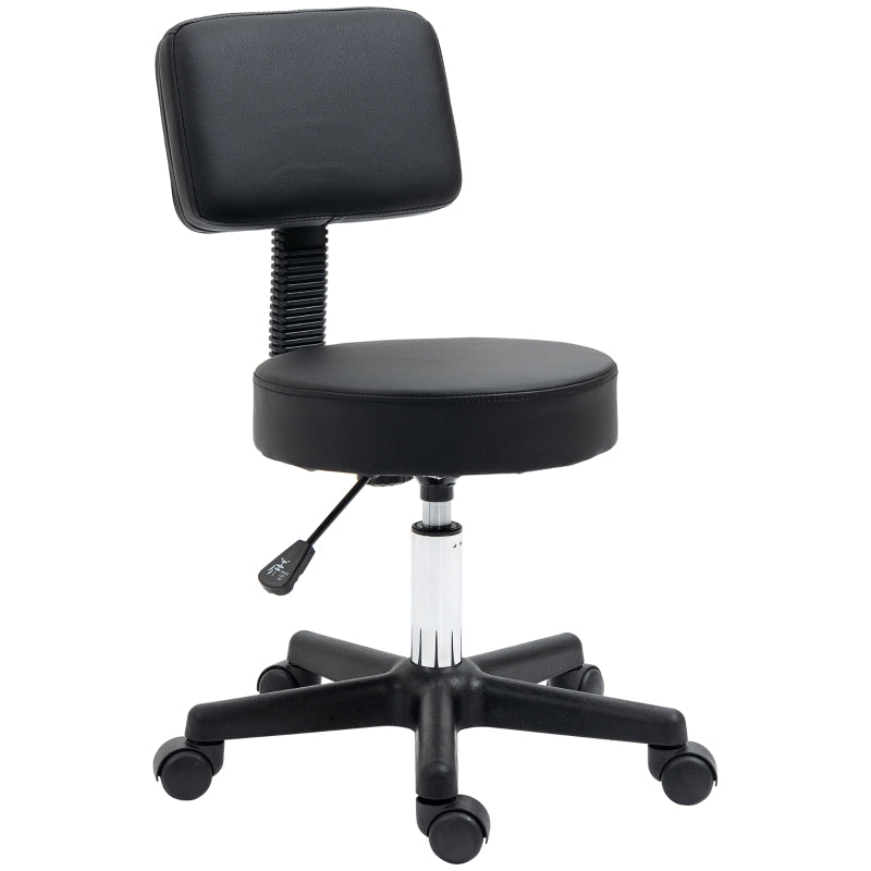 HOMCOM Swivel Salon Chair w/ Padded Seat Back 5 Wheels Adjustable Height Salon Hairdressers Tattoo Spa Rolling Black