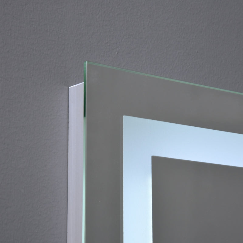 kleankin Glass LED Illuminated Anti-Fog Bathroom Wall Mirror