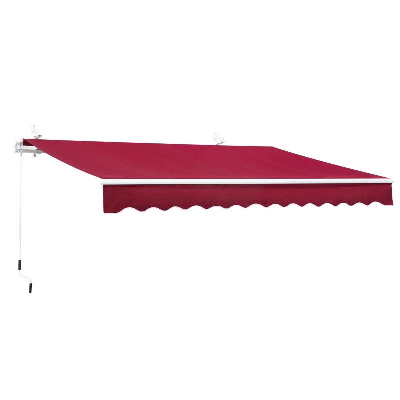 Outsunny 3.5M x 2.5M Garden Patio Manual Awning Canopy Sun Shade Shelter Retractable Winding Handle Wine Red