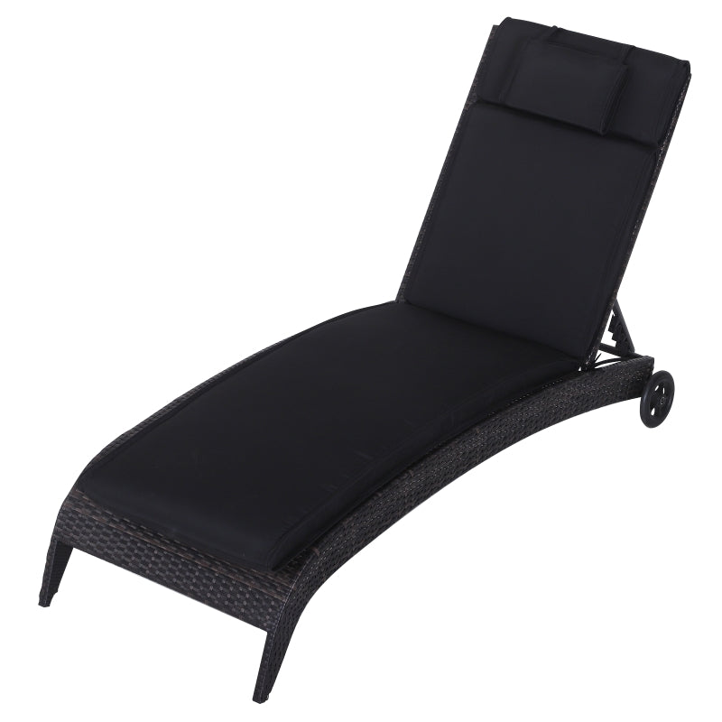 Outsunny Garden Sun Lounger Chair Cushion Reclining Relaxer Indoor Outdoor