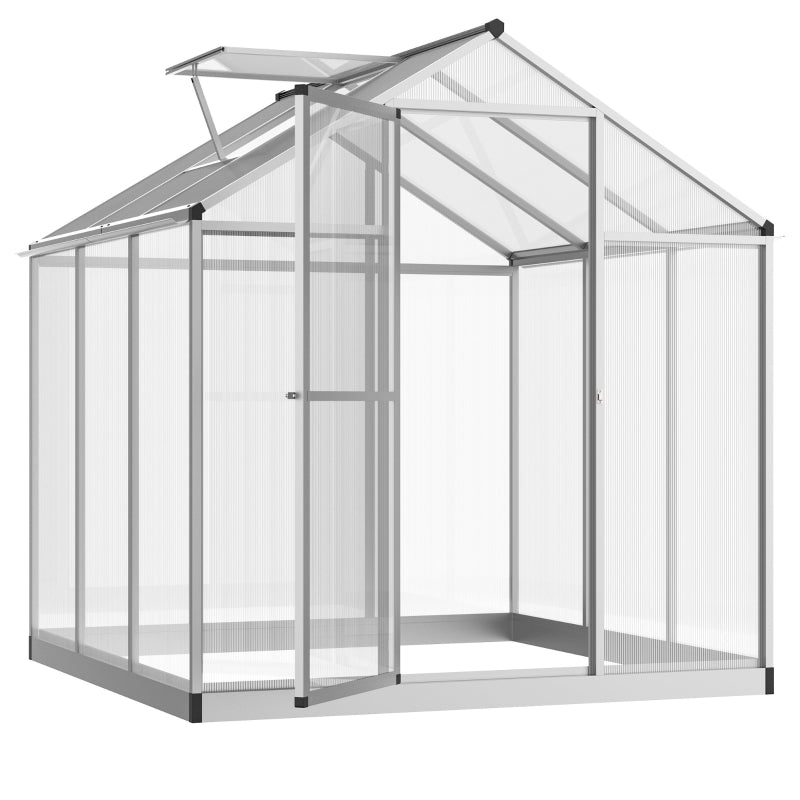 Outsunny 6x6ft Clear Polycarbonate Greenhouse Aluminium Frame Large Walk-In Garden Plants Grow