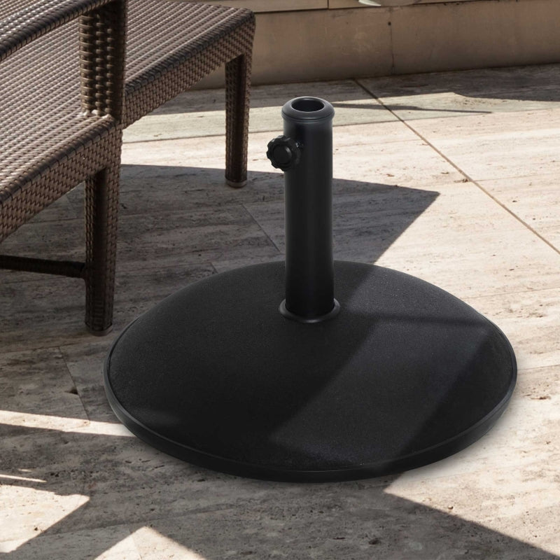 Outsunny 25kgs Round Umbrella Base Concrete Parasol Weight Stand Patio Outdoor Black Dia 50cm