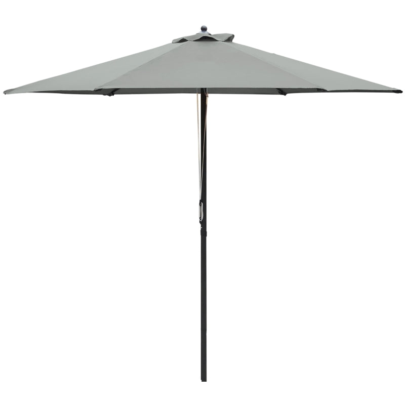 Outsunny 2.8m Patio Parasols Umbrellas Outdoor 6 Ribs Sunshade Canopy Manual Push Garden Backyard Furniture, Dark Grey